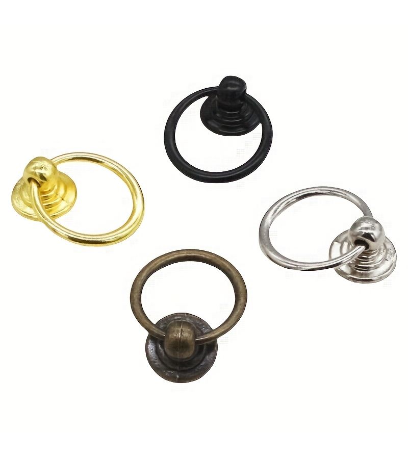 Set Of 8 Yellow European Style Vintage Round Ring Handles For Doors And Cabinets With Installation Screws - Image 4