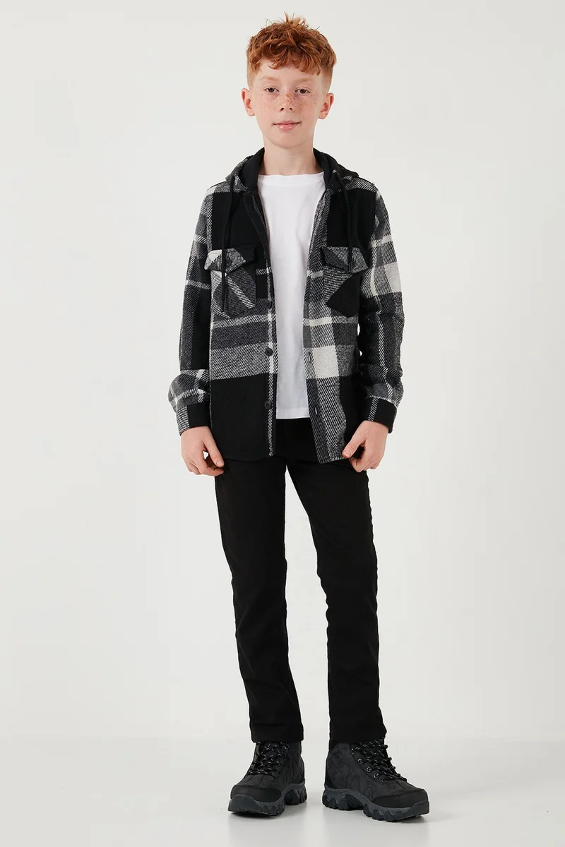 Lela Hooded Double Pocket Plaid Winter Lumberjack Shirt Boy's Shirt CF24W81781