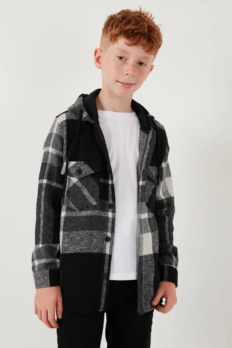Lela Hooded Double Pocket Plaid Winter Lumberjack Shirt Boy's Shirt CF24W81781