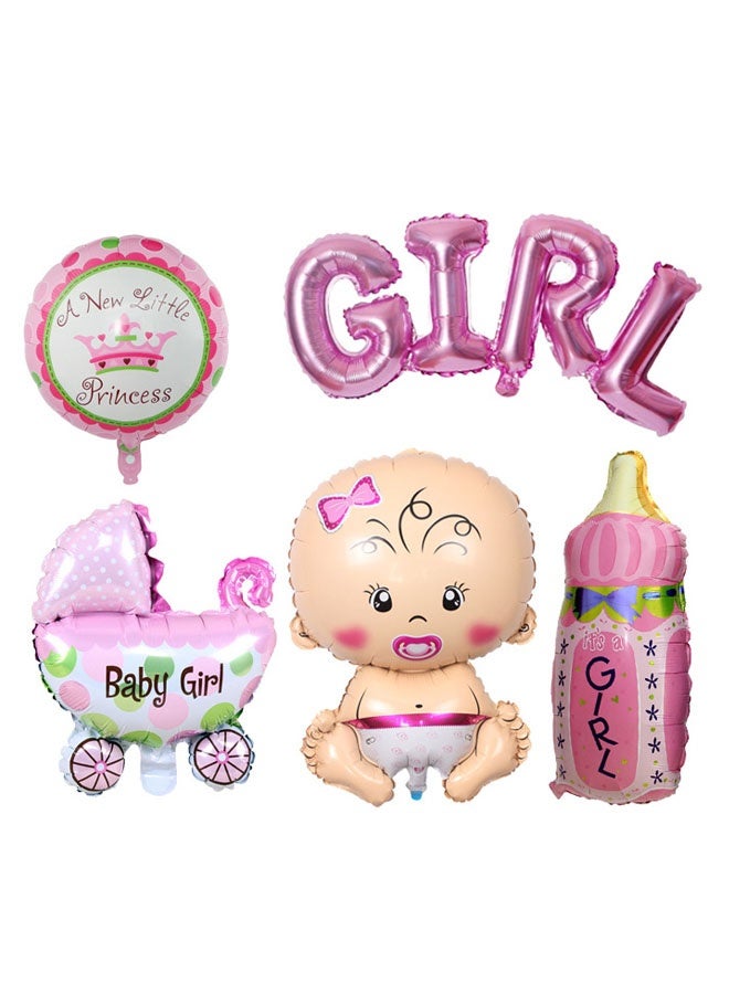 5-Pieces Decorative Newborn Baby Birthday Party Inflatable Balloon Set Girl - Image 1