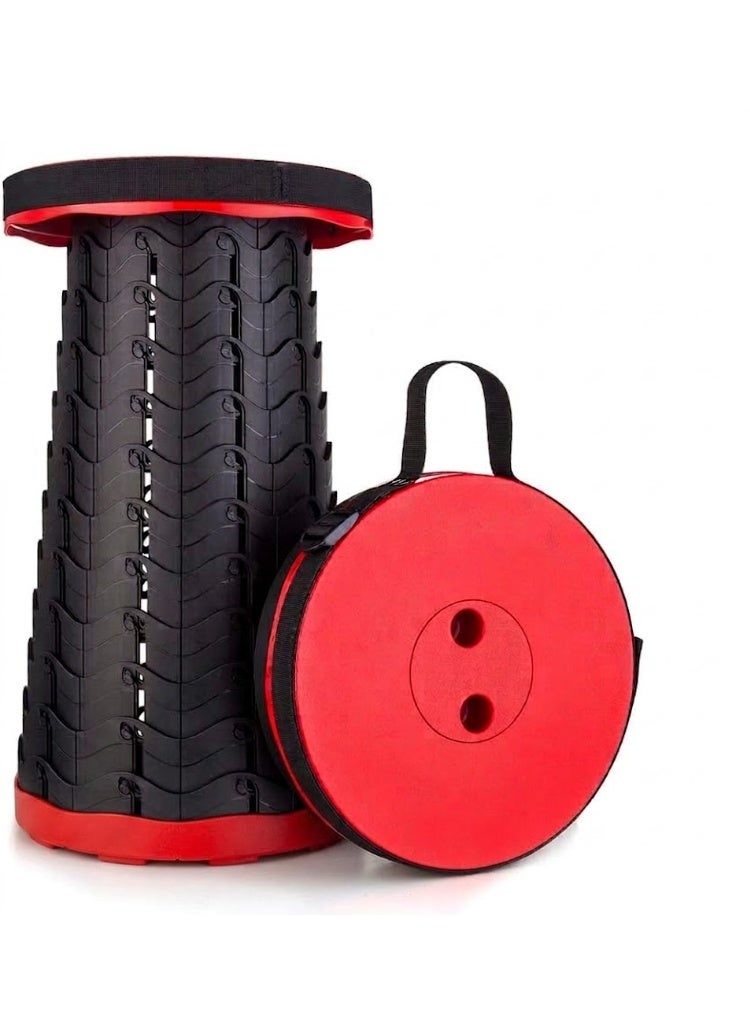 RELAXY Folding Stool Lightweight Yet More Sturdy with Load Capacity 400lbs Portable Collapsible Stool Retractable Stool for Camping Fishing Hiking BBQ (Red) - Image 1