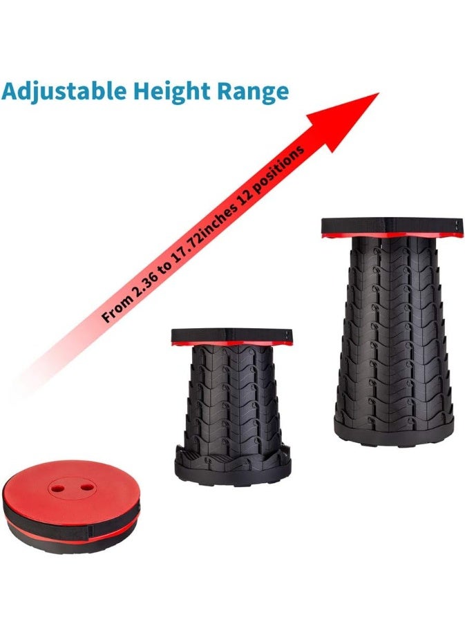 RELAXY Folding Stool Lightweight Yet More Sturdy with Load Capacity 400lbs Portable Collapsible Stool Retractable Stool for Camping Fishing Hiking BBQ (Red) - Image 4