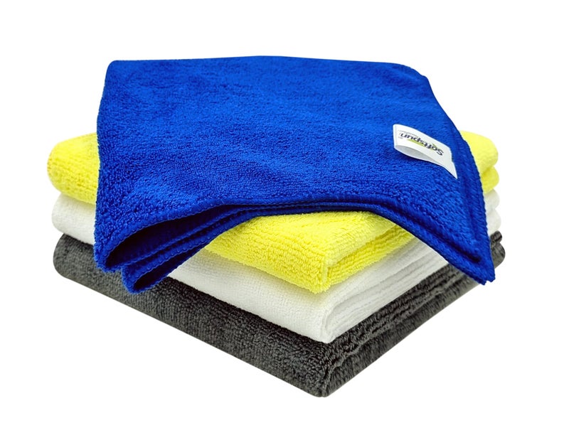 SOFTSPUN Microfiber Cloth - 4 pcs - 40x40 cms - 340 GSM Multicolor! Thick Lint & Streak-Free Multipurpose Cloths - Automotive Microfibre Towels for Car Bike Cleaning Polishing Washing & Detailing.… - Image 2