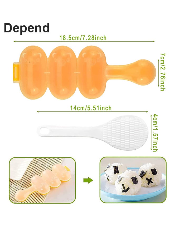 مجموعة قوالب كرات الأرز مع ملعقة - قوالب أرز لزجة يمكنك صنعها بنفسك، أداة مطبخ قالب كرات كبيرة مع مغرفة أرز صغيرة - صانع كرات هزازة الأرز للأطفال - Image 2