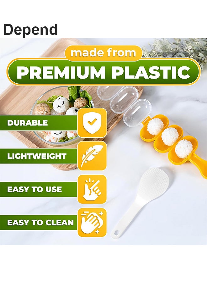 مجموعة قوالب كرات الأرز مع ملعقة - قوالب أرز لزجة يمكنك صنعها بنفسك، أداة مطبخ قالب كرات كبيرة مع مغرفة أرز صغيرة - صانع كرات هزازة الأرز للأطفال - Image 3