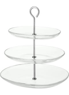 Three-Tier Serving Stand Clear Glass and Stainless Steel