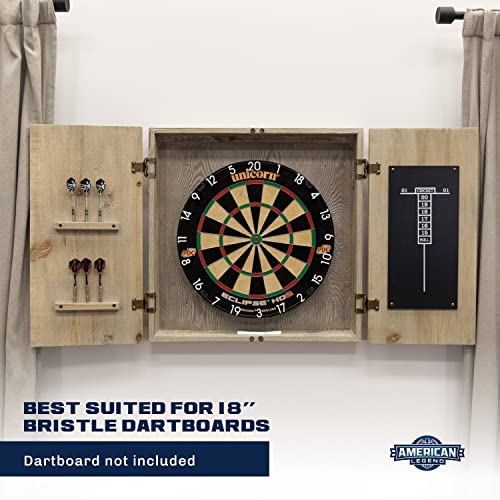 American Legend Barnwood Dartboard Cabinet with Wheat Finished Barn Style Doors - Dartboard Not Included - Image 2