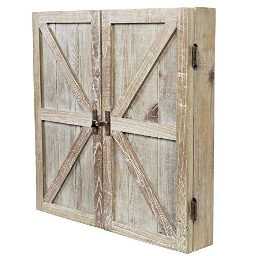 American Legend Barnwood Dartboard Cabinet with Wheat Finished Barn Style Doors - Dartboard Not Included - Image 4
