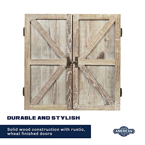 American Legend Barnwood Dartboard Cabinet with Wheat Finished Barn Style Doors - Dartboard Not Included - Image 5