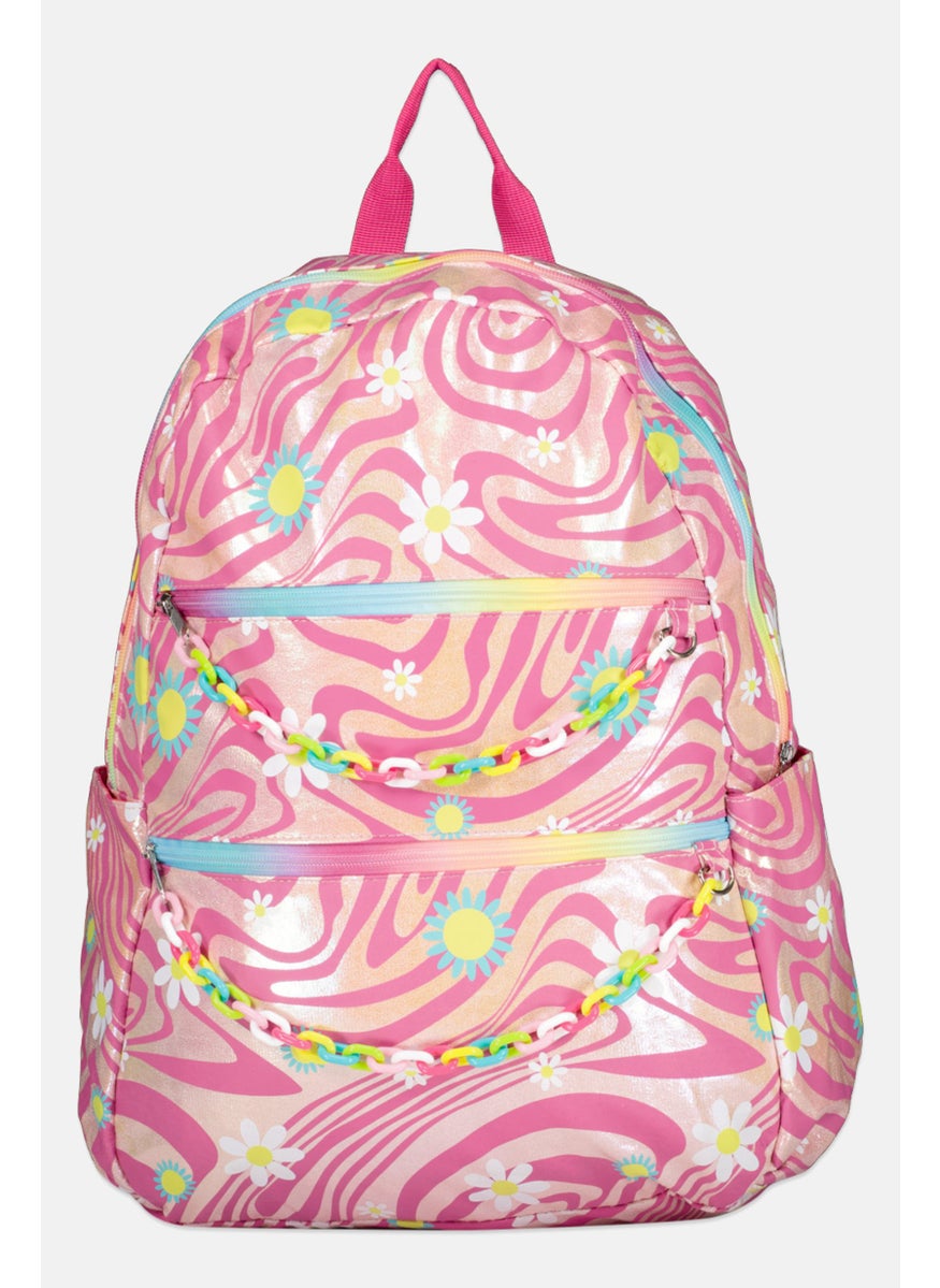 Madison & Dakota - Women Allover Printed Backpack, Pink Combo - Image 1