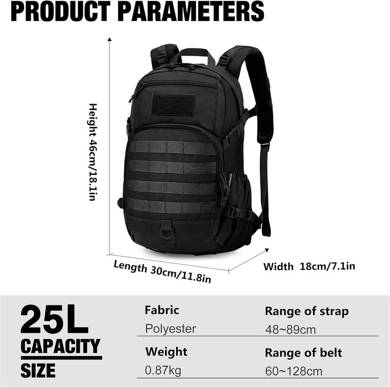 Mardingtop Small Tactical Backpack,Molle Hiking Backpack for Backpacking,Cycling and Biking,15L/25L Backpack - Image 3