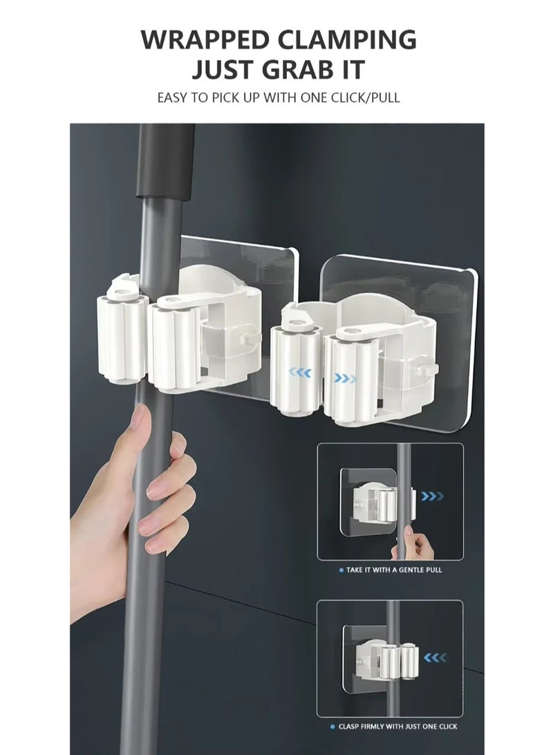 The broom holder, two broom handle and space pieces, vacuum stick holder, set of 2 brooms holder pieces, broom stick handle, wall-mounted plastic holder with strong adhesive, broom grip, vacuum and - Image 4