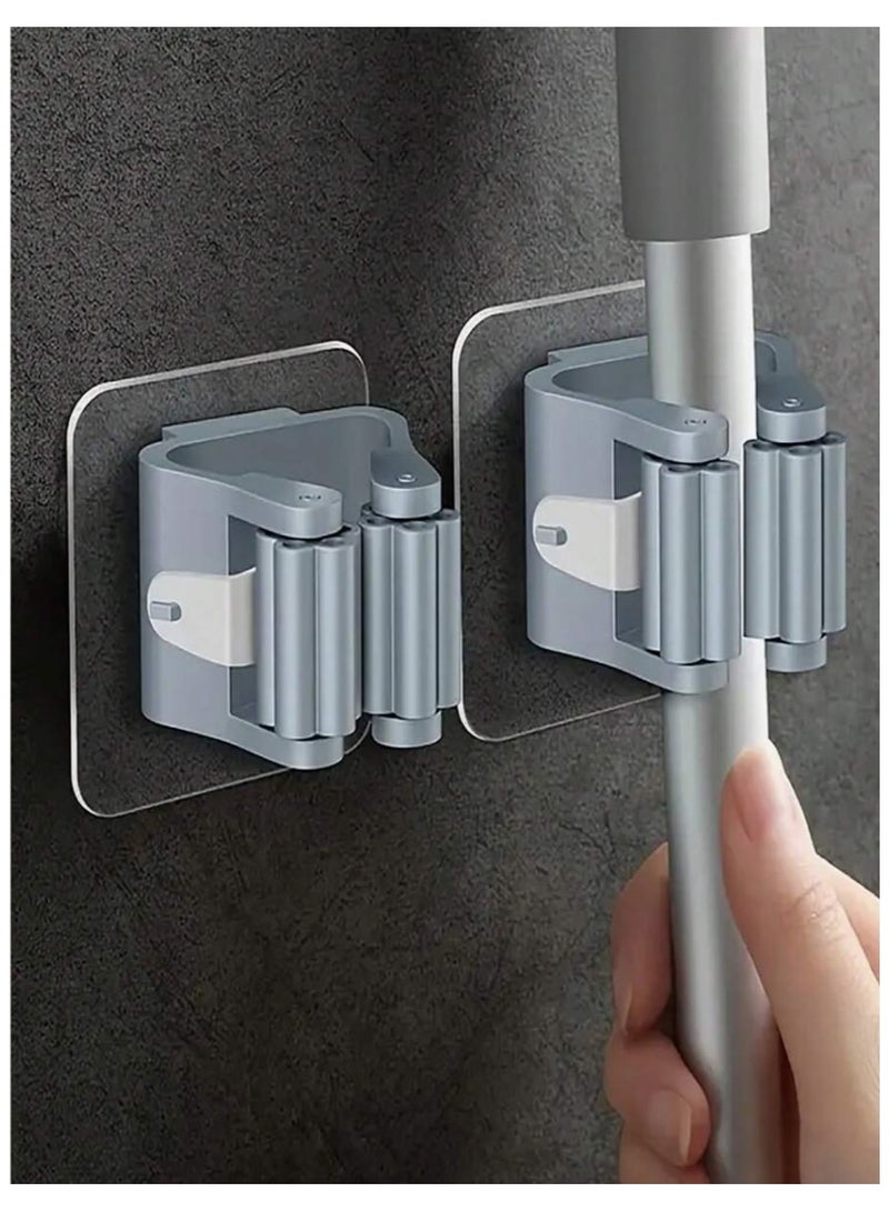 The broom holder, two broom handle and space pieces, vacuum stick holder, set of 2 brooms holder pieces, broom stick handle, wall-mounted plastic holder with strong adhesive, broom grip, vacuum and - Image 2
