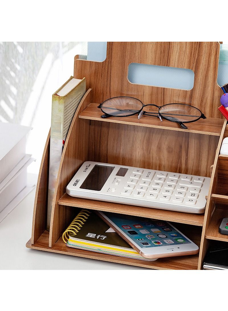 Kidle Wooden Desktop Organizer Pen Holder Stationery Storage For Home Office School - Image 2