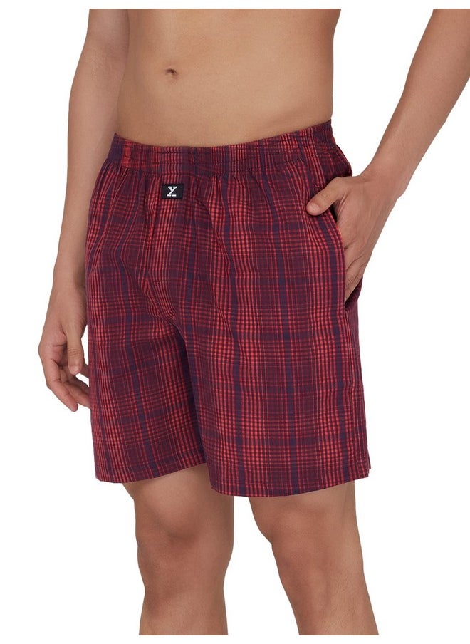 XYXX XYXX Men's Super Combed Cotton Checkmate Boxer Shorts Elasticated Waist, Drawstring | Loungewear for Men (L; Red & Blue Checks)  - Image 1