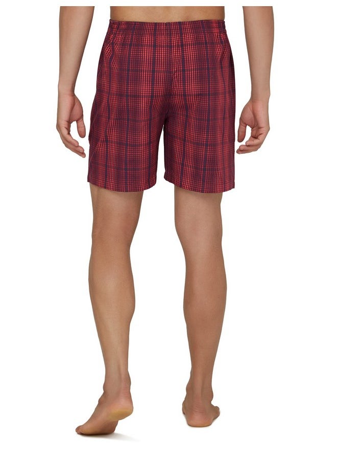XYXX XYXX Men's Super Combed Cotton Checkmate Boxer Shorts Elasticated Waist, Drawstring | Loungewear for Men (L; Red & Blue Checks)  - Image 3