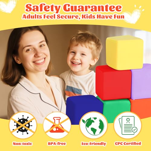 FUBOTRAD Foam Pit Blocks with Cover Foam Padding Sponge Pit Cubes Sponge Blocks for Amusement Park Gymnastics Freerunning and Parkour Courses 12PCS 5 x 5 x 5 YellowGreenBlueRedPurpleOrange - Image 5