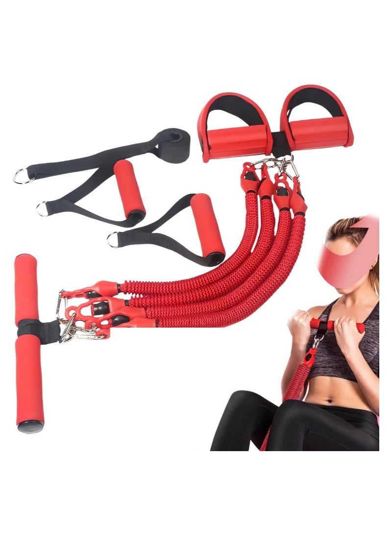 KASTWAVE Resistance Bands, Four Tube Pull Rope Pedals Fitness Resistance Bands Exercise Handles Fitness Handles Workout Foot Strap Workout Exerciser Band Foot Pedal Pulling Rope Foot Pedal Tension Rope  - Image 1