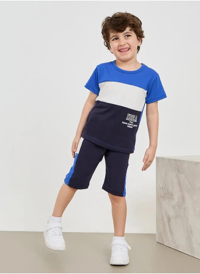 Styli Colorblock Printed T-Shirt & Short Set