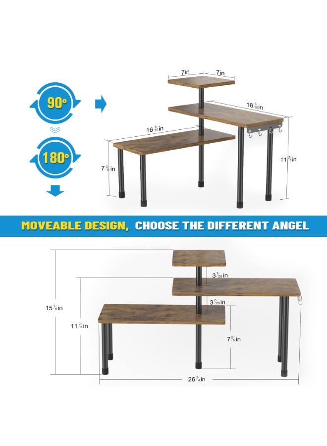 KYD Countertop Organizer Organization, 3 Tier Moveable Corner Shelf Organizer for Kitchen, Bathroom, Spice Rack, Coffee Area, Over Sink, Dresser Table - Image 2