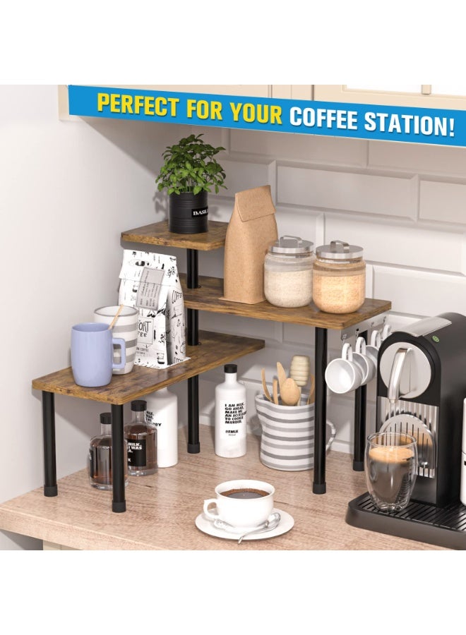 KYD Countertop Organizer Organization, 3 Tier Moveable Corner Shelf Organizer for Kitchen, Bathroom, Spice Rack, Coffee Area, Over Sink, Dresser Table - Image 3