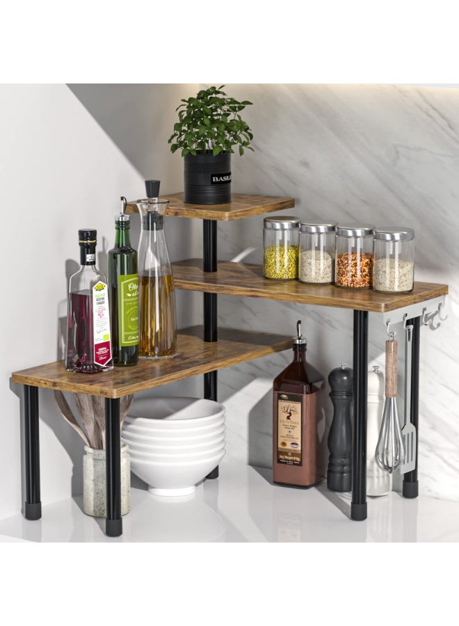 KYD Countertop Organizer Organization, 3 Tier Moveable Corner Shelf Organizer for Kitchen, Bathroom, Spice Rack, Coffee Area, Over Sink, Dresser Table - Image 1