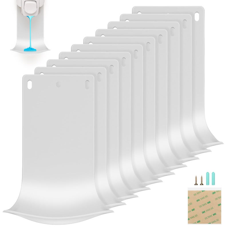ZIOZERTT ZIOZERTT 10PCS Dispenser Drip Tray Wall Mount Soap Dispenser BracketLaundry Detergent Drip Catcher Prevent Dripping and Spraying Easy to CleanWhite 