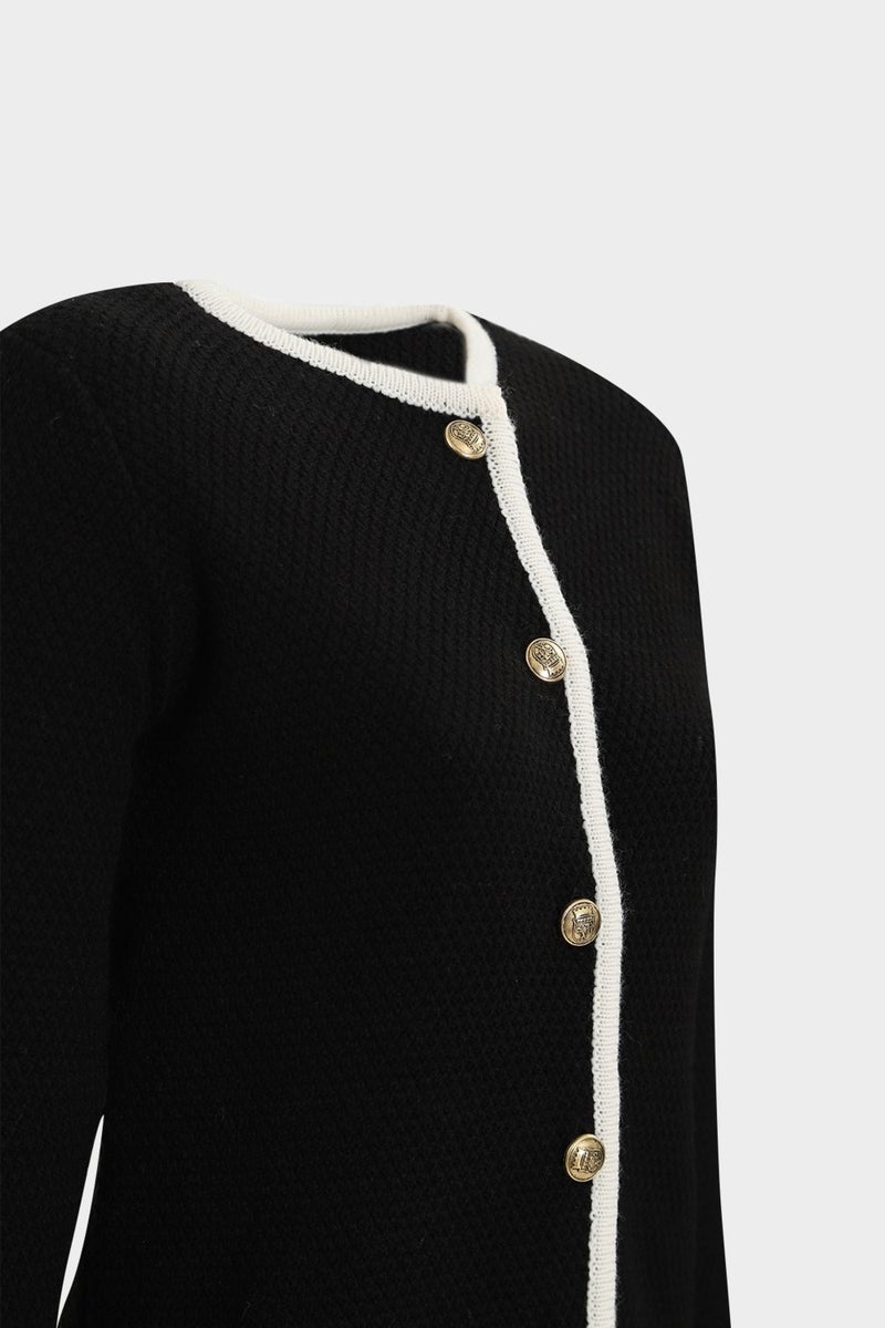Açelya Okcu AÇELYAOKCU Premium Contour Detailed Padded Women's Textured Knitwear Cardigan  - Image 3