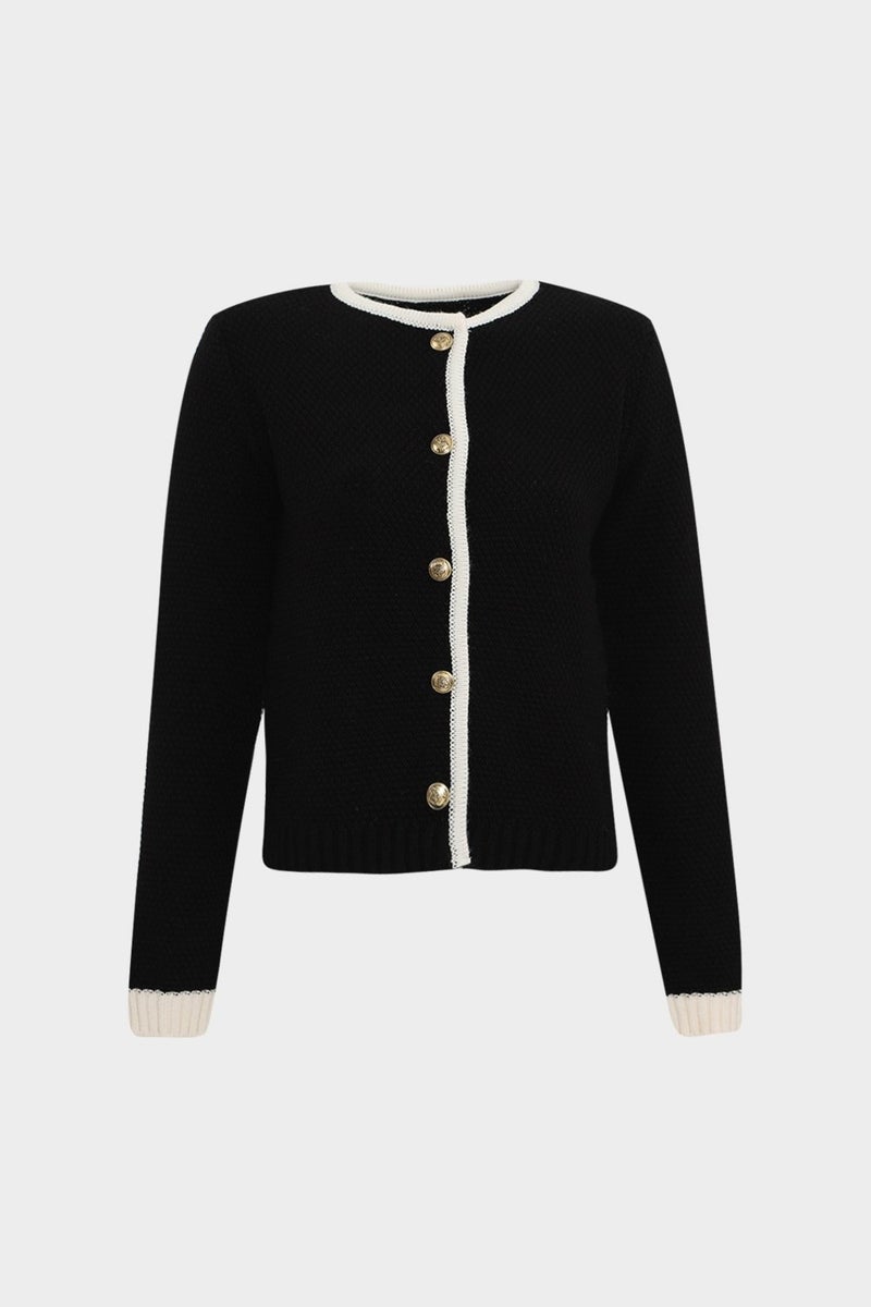 Açelya Okcu AÇELYAOKCU Premium Contour Detailed Padded Women's Textured Knitwear Cardigan  - Image 1