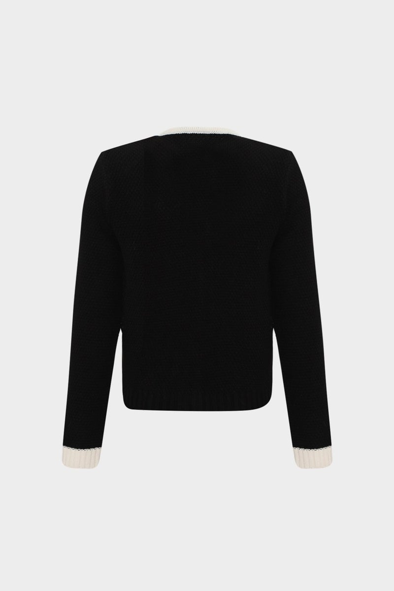 Açelya Okcu AÇELYAOKCU Premium Contour Detailed Padded Women's Textured Knitwear Cardigan  - Image 2