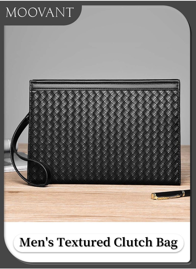 Moovant Clutch Bag for Men, New Portable Handbag, Fashion Envelope Bag, Large Capacity, Business, Casual, Woven Men's Purse, Black  - Image 1