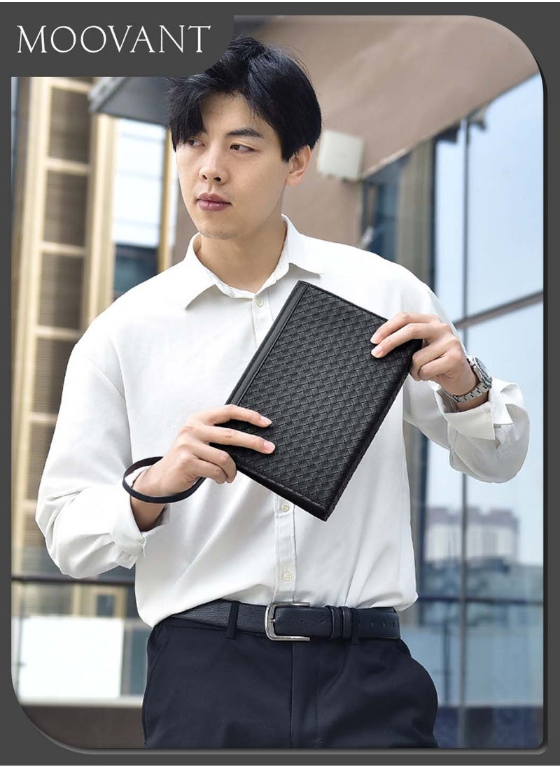 Moovant Clutch Bag for Men, New Portable Handbag, Fashion Envelope Bag, Large Capacity, Business, Casual, Woven Men's Purse, Black  - Image 2