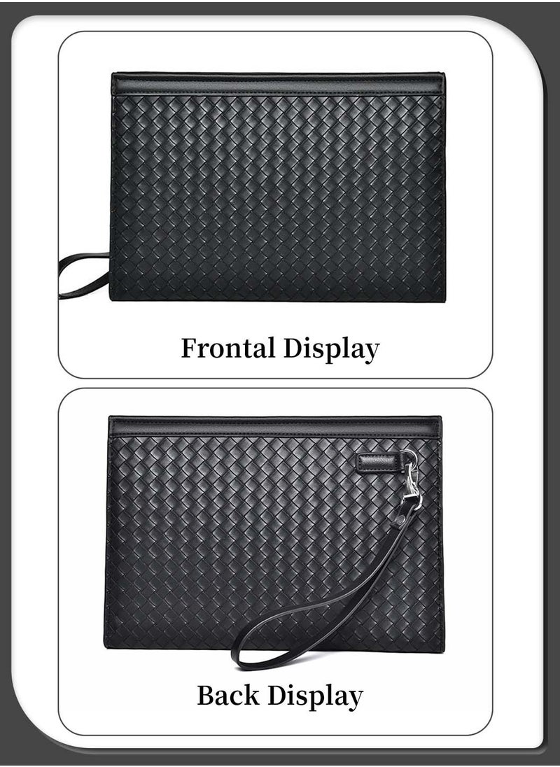 Moovant Clutch Bag for Men, New Portable Handbag, Fashion Envelope Bag, Large Capacity, Business, Casual, Woven Men's Purse, Black  - Image 4