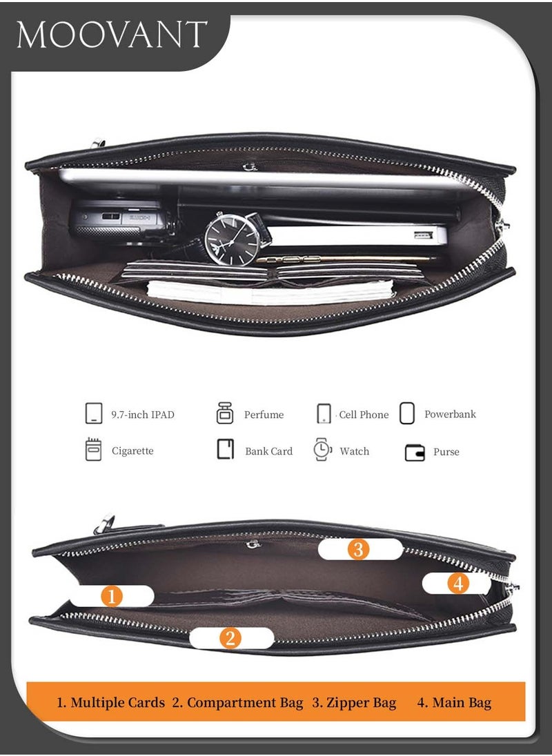 Moovant Clutch Bag for Men, New Portable Handbag, Fashion Envelope Bag, Large Capacity, Business, Casual, Woven Men's Purse, Black  - Image 5
