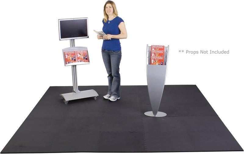 Displays2go 10 x 10 Interlocking Foam Mats for Floor Antifatigue 2 x 2 Tiles are Perfect for Trade Shows  Black  - Image 3