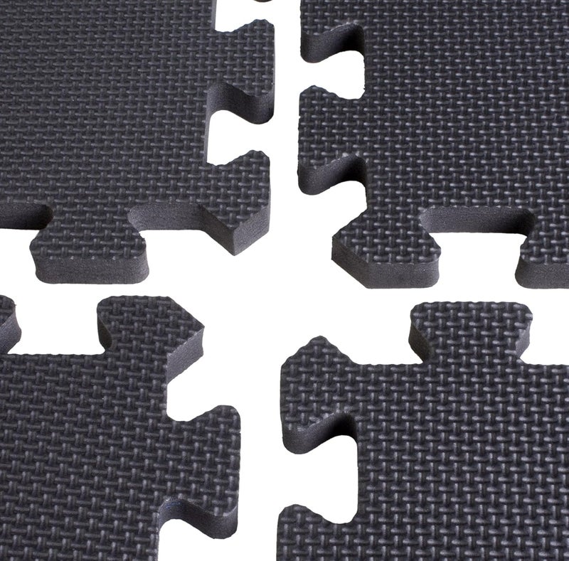 Displays2go 10 x 10 Interlocking Foam Mats for Floor Antifatigue 2 x 2 Tiles are Perfect for Trade Shows  Black  - Image 1