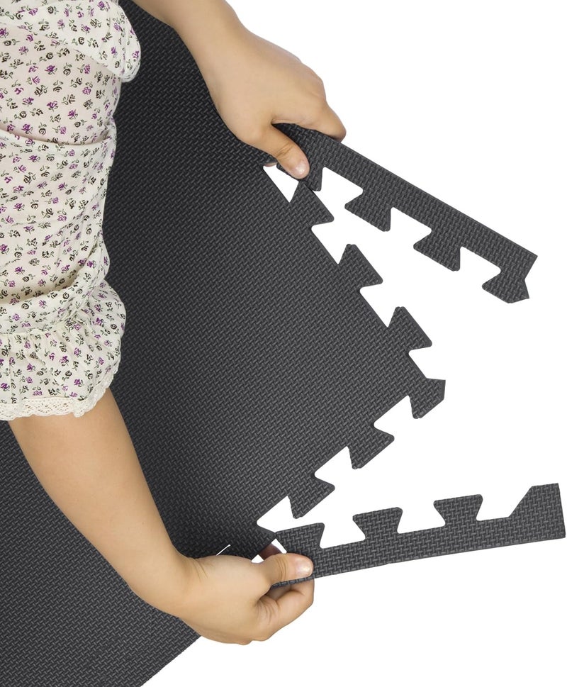 Displays2go 10 x 10 Interlocking Foam Mats for Floor Antifatigue 2 x 2 Tiles are Perfect for Trade Shows  Black  - Image 2