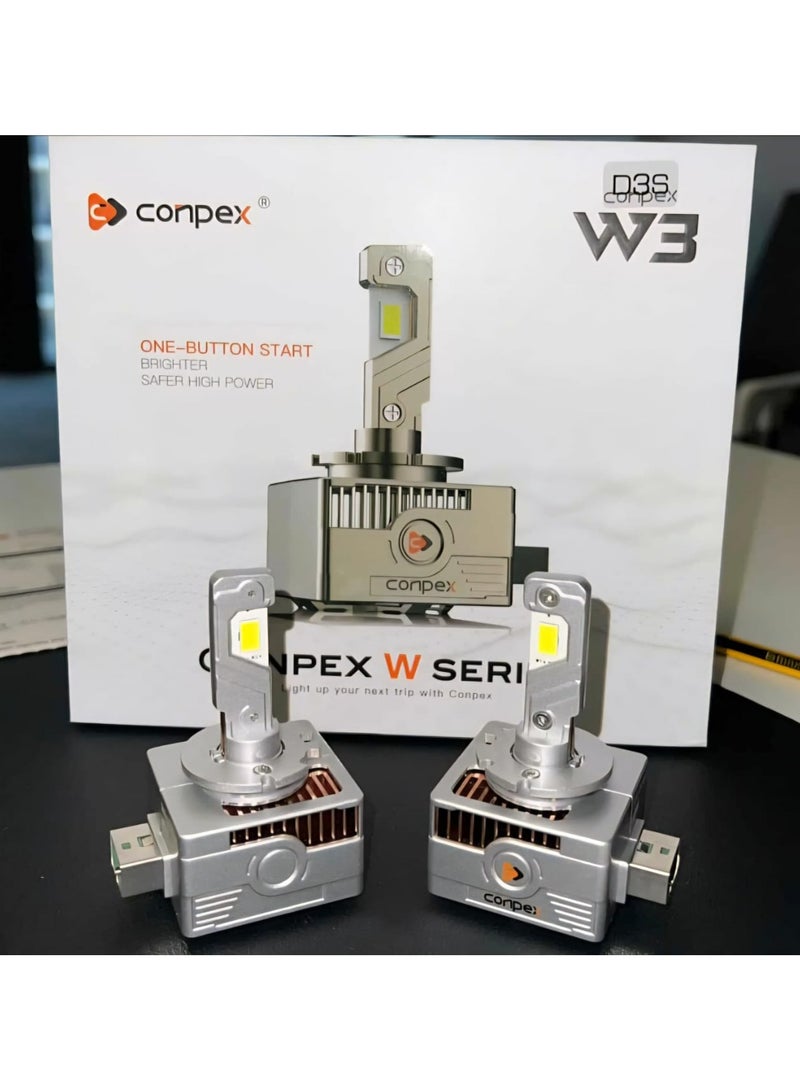 كونبيكس لمبة كونبكس W3 LED للسيارة – 6000 كلفن عالية القدرة، سطوع فائق، تركيب سهل Plug-to-Plug - Image 1