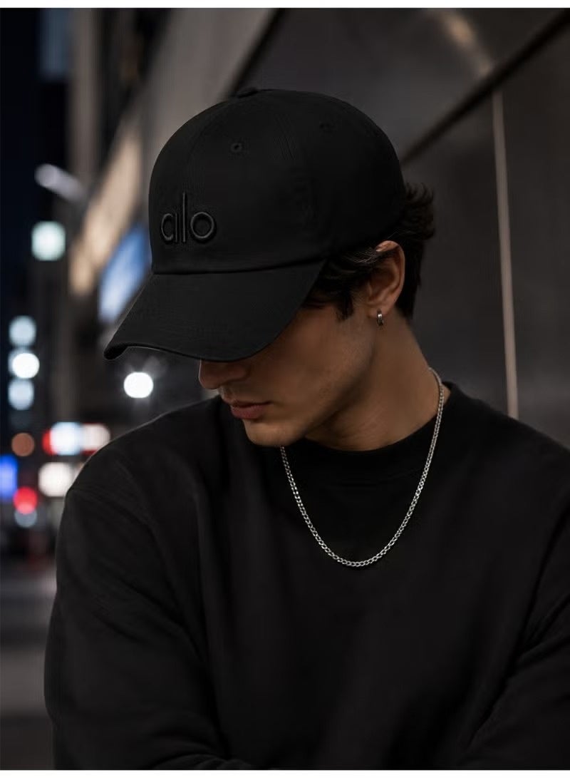 Alo Yoga Premium Unisex Adjustable Baseball Cap – Lightweight Breathable Casual Sports Hat for Men & Women, Minimal Streetwear Style, Curved Visor Black Cap - Image 2