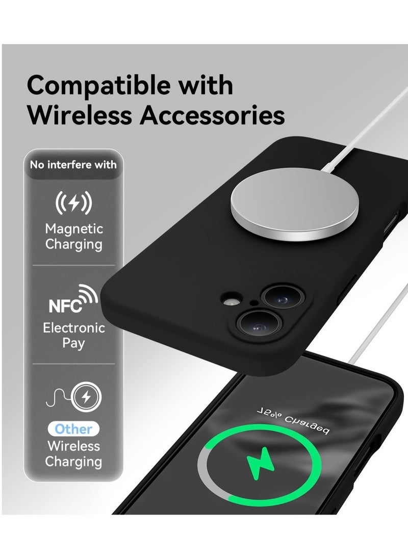 Black Silicone Case for iPhone 16 - Camera Protection, MagSafe Compatible, Anti-Scratch Microfiber Lining, Includes 2 Screen Protectors - Image 4