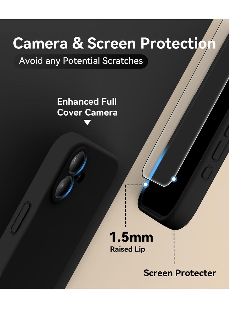 Black Silicone Case for iPhone 16 - Camera Protection, MagSafe Compatible, Anti-Scratch Microfiber Lining, Includes 2 Screen Protectors - Image 5