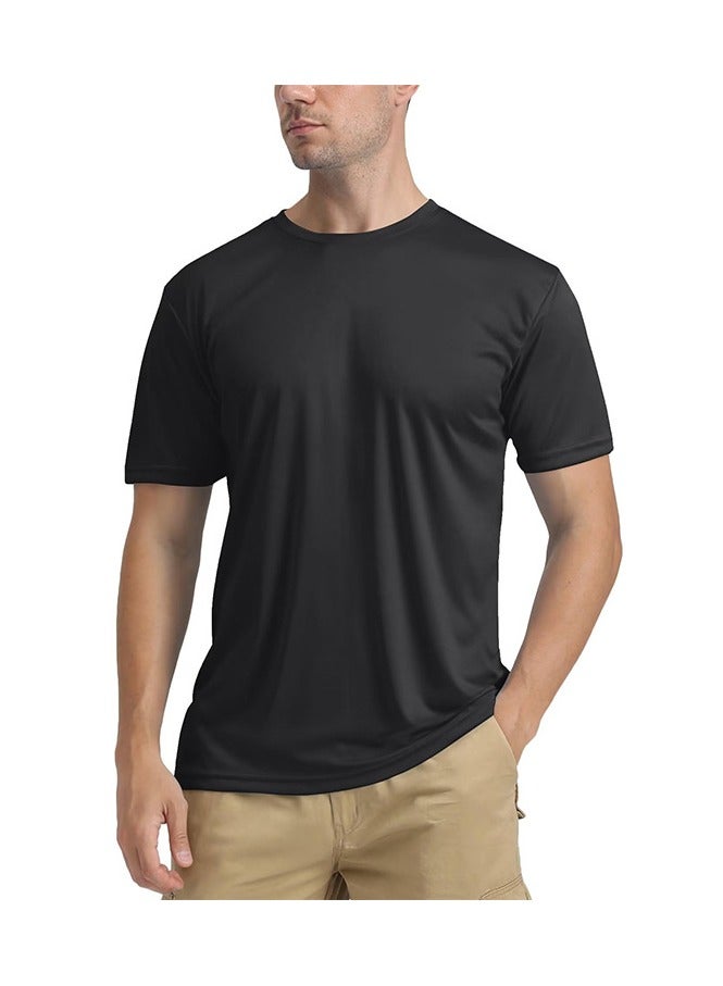 جورونب تي شيرت رجالي قمصان تمرين رياضية تمتص الرطوبة قمصان رياضية نشطة للصالة الرياضية قمصان تدريب بأكمام قصيرة (أسود)