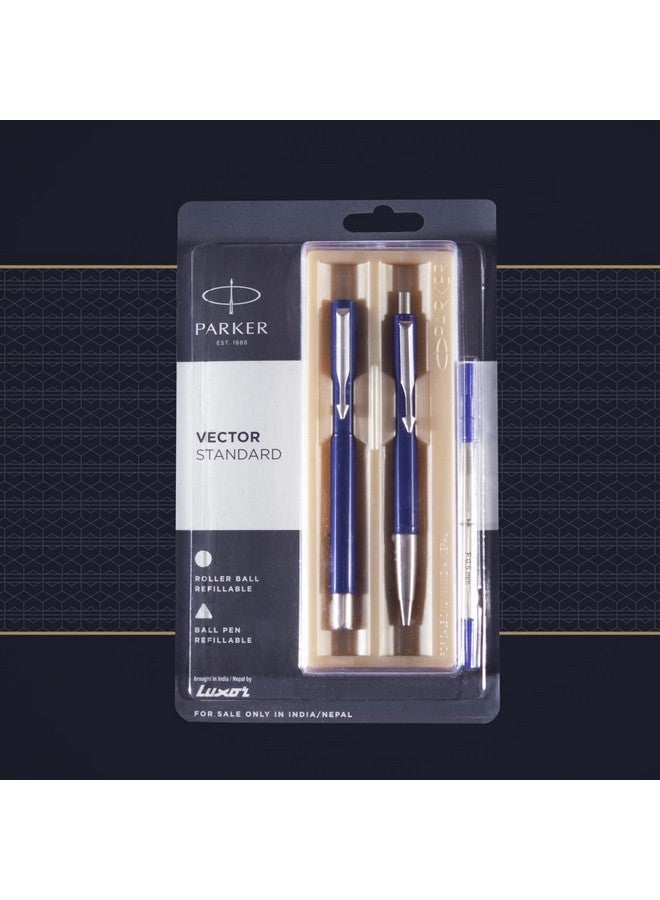 PARKER Vector Standard Roller Ball Pen + Ball Pen| Blue Body Color| Ink Color - Blue | Gift For Employees | Elite Pen For Professionals - Image 5