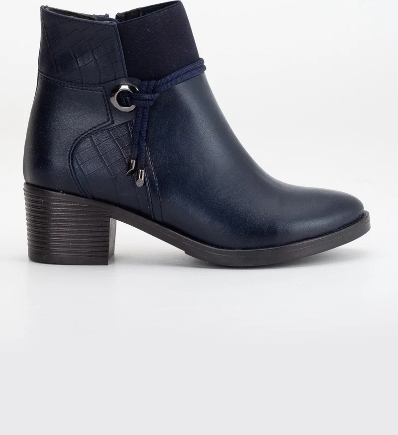 Dilimler Ayakkabı Women's Heeled Boots Casual Navy Blue Throat Elastic Thick Heels