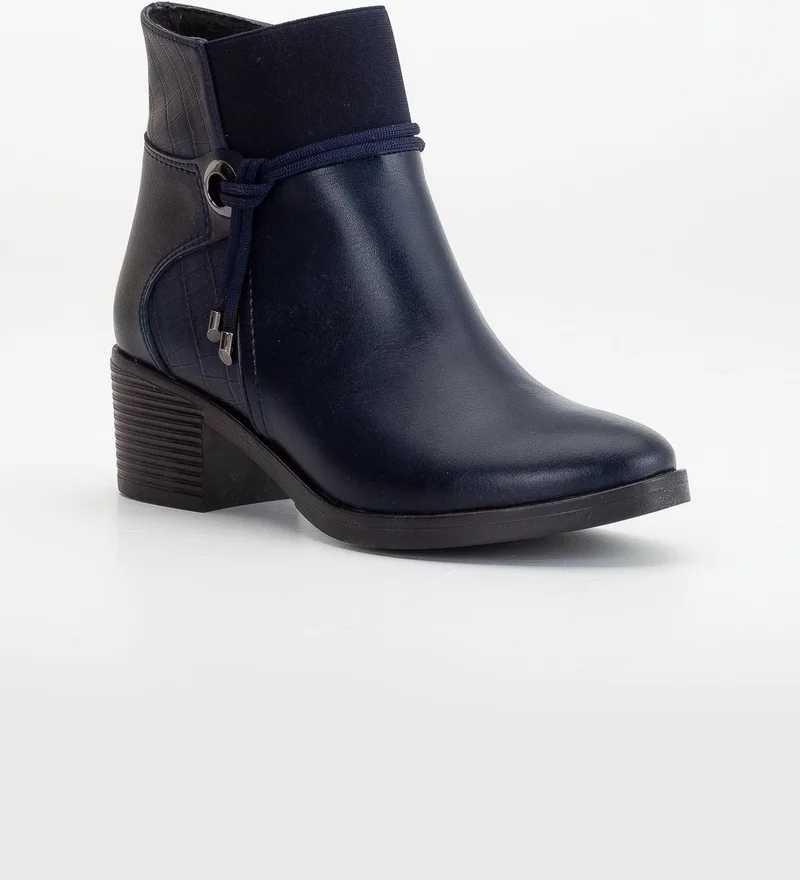 Dilimler Ayakkabı Women's Heeled Boots Casual Navy Blue Throat Elastic Thick Heels