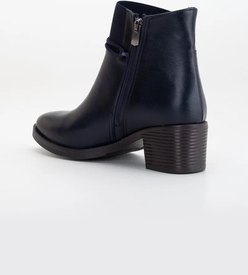 Dilimler Ayakkabı Women's Heeled Boots Casual Navy Blue Throat Elastic Thick Heels