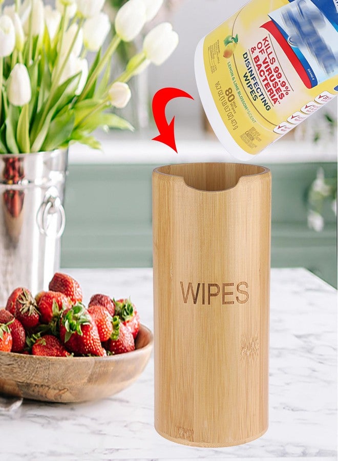Kokone Bamboo Wipes Dispenser Compatible for Clorox Lysol, Farmhouse Wipes Canister Holder Cleaning Wipe Dispenser Container, Decorative Bamboo Wipes Dispenser Keeper for Kitchen Bathroom Office - Image 3