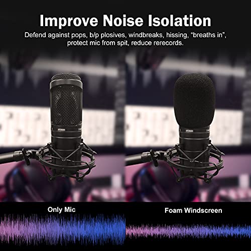 boseen Mic Cover Foam Microphone Windscreen 2PCS Pop Filter for AT2020, AT2020USB+, AT2020USBi, AT2035, AT2050 Recording Condenser Microphones - Image 4