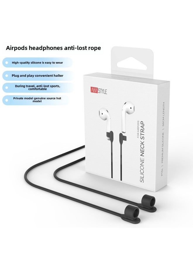 Suitable For Apple Headset AirPods Lanyard Silicone Anti-lost Wireless Silicone Anti-lost Rope Sports Storage Lanyard-Specifications:Black (single Composite Bag)  - Image 1