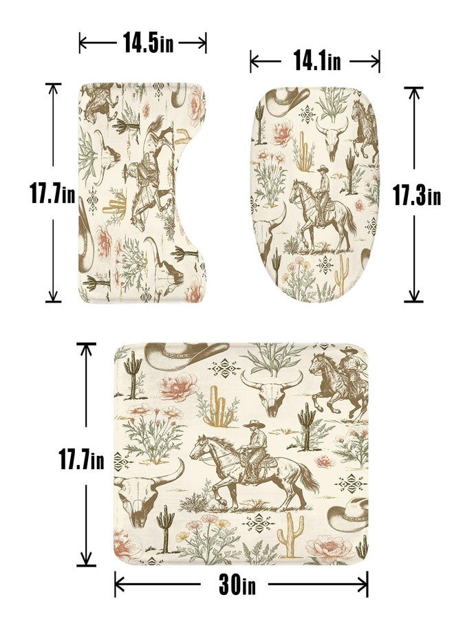 AMBZEK Western Cow Skull 4Pcs Shower Curtain Sets 72Wx72L Inch Rustic Vintage Coloful Wildflower Retro Tribal Cactus Artwork Cloth Fabric Waterproof Polyester Bathroom Decor Set with 12 Pack Hooks - Image 3
